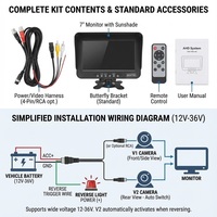 Moniteur de recul AHD 7 pouces IPS 400 nits haute luminosité | Pare-soleil non amovible en caoutchouc 1080P pour camion, bus, fourgonnette, caravane