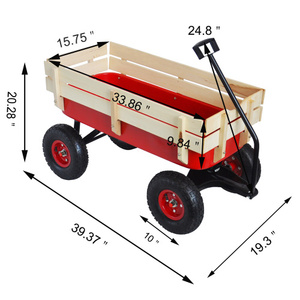 DB Outdoor Sport Wagon Chariot à outils en acier inoxydable avec panneaux latéraux en bois Pneus à air Plate-forme pliante pour le stockage des achats (Rouge) - Product Image 6