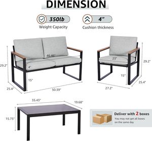 Elegant 3-Piece Wicker Patio Conversation Set with Square <b>Bistro</b> <b>Table</b> with End <b>Table</b> Waterproof Garden Sofa Set - Product Image 5