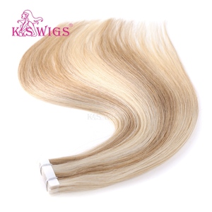 Extensions de cheveux Remy KSWIGS à bandes adhésives, cheveux humains vierges non traités, invisibles, sans couture, ondulation naturelle, cuticules intactes, sans nœuds. - Product Image 2