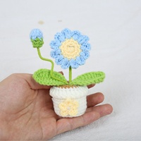 Décoration de voiture au crochet, fleurs artificielles créatives et mignonnes, tissées à la main, tournesol, marguerite, plante en pot, décoration de bureau, panier cadeau