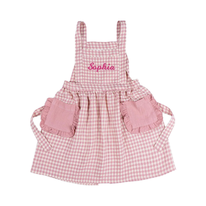 Cá nhân bông Linen Toddler cô gái BIB chéo trở lại <span class=keywords><strong>pinafore</strong></span> không tay Tạp dề cho nướng và nấu ăn - Product Image 1
