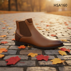 HY, Chaussures habillées pour hommes en cuir patchwork marron, style rétro <span class=keywords><strong>français</strong></span>, coupe mi-haute, personnalisées, pour uniforme, HSA160 - Product Image 1