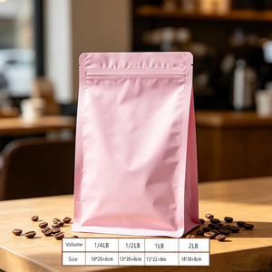 มีสินค้าในสต็อก ถุงกาแฟคุณภาพสูงสีชมพู ขนาด 1 กก. 2 ปอนด์  แบบตั้งได้  พร้อมซิปล็อค  กันน้ำ  สำหรับบรรจุชาและถั่ว - Product Image 2