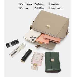 Cowhide Small <b>Square</b> Shoulder Bag Genuine Leather Bag Women's Trendy and High-end Girl's Large Capacity Crossbody Cosmetic Bag - Product Image 4