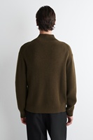 Cardigan vert olive pour homme, veste en tricot asymétrique à fermeture éclair, pull tactique utilitaire d'hiver