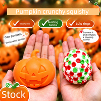Jouet sensoriel anti-stress en forme de citrouille d'Halloween, moelleux et croustillant, bloc de construction rempli, jouet à presser sonore ASMR, cadeau de fête
