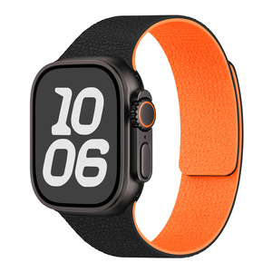 Compatible avec les montres de la série 111/Ultra 3/SE 3, <span class=keywords><strong>bracelet</strong></span> de montre sport en silicone magnétique souple à motif litchi (42 mm/46 mm) - Product Image 1