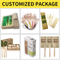 Couverts en bois de bouleau de qualité alimentaire écologique de 160mm 180mm du fabricant personnalisé cuillère jetable couteaux fourchette ensembles de vaisselle