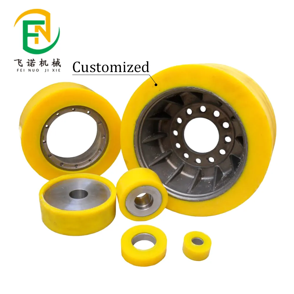 Pu coated bearing nylon pulley rubber omnidirectional wheel silicone roller customized unpowered polyurethane roller roller