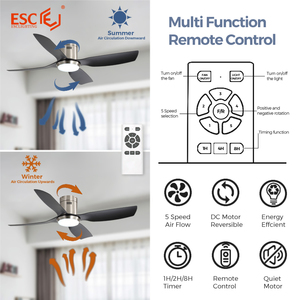 Thiết kế hiện đại Quạt trần Bộ dụng cụ ánh sáng điều khiển từ xa DC động cơ 5 Blades hiện đại quạt trần với LED ánh sáng - Product Image 3