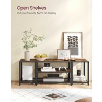 Meuble TV moderne, table console TV centrale de divertissement à 3 niveaux avec étagères de rangement ouvertes, pour salon, chambre à coucher