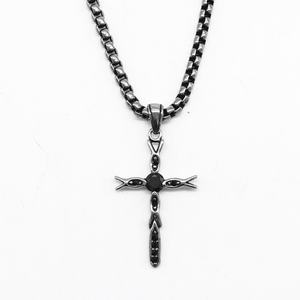 Fashionable Diamond Zircon Small <b>Cross</b> Pendant Necklace, Personalized 316 Stainless Steel Small Pendant Gift, Men's Jewelry - Product Image 1