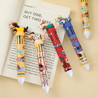 Stylos de couleur à motif de chien de dessin animé mignon, en boîte, de haute qualité, marqueurs créatifs à pression, vente en gros, fournitures scolaires pour enfants, stylos de couleur en boîte