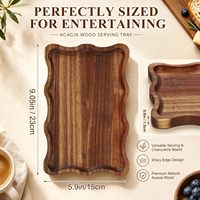 Plateaux de service en bois d'acacia, lot de 6, plateaux de service en bois festonnés, planches à charcuterie, assiettes à fromage pour la maison, la cuisine, décoratifs
