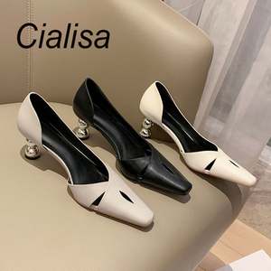 Zapatos <span class=keywords><strong>de</strong></span> Tacón Alto Metálicos <span class=keywords><strong>de</strong></span> Diseño con Huecos <span class=keywords><strong>de</strong></span> Cuero Genuino Gris <span class=keywords><strong>de</strong></span> Lujo Cialisa para Mujer <span class=keywords><strong>2022</strong></span> - Product Image 1