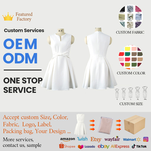 ZYHT 9086 produttore vendita diretta da donna Casual bianco senza maniche Mini abito con fiocco carino abbigliamento quotidiano moda dolce stile solido - Product Image 5