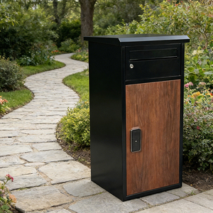 Home <strong>Outside</strong> Parcel Delivery <strong>Box</strong> Ttlock Anti-theft Letter Drop <strong>Box</strong> Black Wood-pattern Courier Receiving <strong>Post</strong> <strong>Box</strong> - Product Image 1