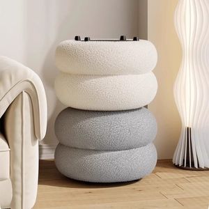 Terciopelo de cordero 30 alto otomano cómodo hogar y <span class=keywords><strong>cocina</strong></span> taburete de almacenamiento crema vestidor sedentario sala de estar sofá taburete - Product Image 2