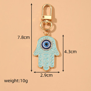 Rhinestone Turkiye Hamsa tay của Fatima kim loại móc chìa khóa màu xanh mắt ác Keychain amulet mắt ác Hamsa quyến rũ may mắn đồ trang sức mặt dây chuyền - Product Image 6