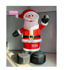 Customized Outdoor Christmas Decorations 10ft Promotion Standing up Inflatable Christmas HAPPY Santa Claus Hand up - Product Image 2