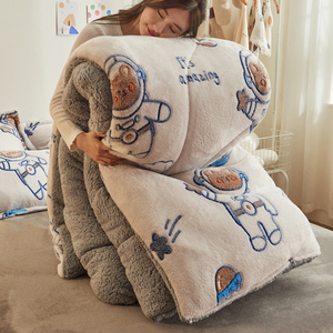 Bộ Ga Trải Giường Sherpa Vải Flanen Mùa Đông Chăn <span class=keywords><strong>King</strong></span> House Đôi Sang Trọng - Product Image 1