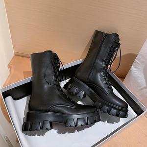 Botas de <span class=keywords><strong>Mujer</strong></span> para Primavera y Otoño, Novedad, Botas Blancas Delgadas hasta la Pantorrilla, Transpirables, Antideslizantes, con Cordones y Suela Gruesa para Chicas - Product Image 3
