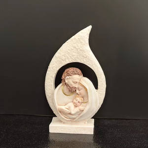 KOMI 홈 오피스 정원 장식 크림 수지 거룩한 가족 동상 테이블 기둥 장식품 어린이 공예 선물 학습 - Product Image 2