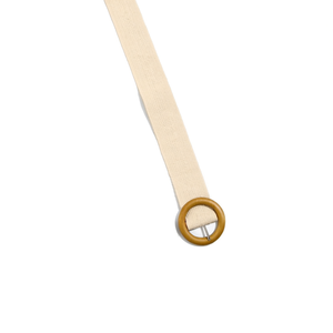 Cintura Angelina in Tessuto Poliestere Beige con Fibbia ad Anello in Legno da 5 Cm, Stile Casual - Product Image 1