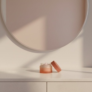 Luxury Round Cosmetic Glass Skin Care Face Cream <b>Jar</b> 50g Custom Frosted pink <b>Empty</b> Glass Cosmetic <b>Jar</b> - Product Image 2