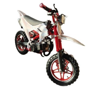 Mini Motocicleta Todoterreno de 49cc para Niños, Moto de Cross a Gasolina con Diseño de Chasis Rojo y Carrocería Blanca - Product Image 1