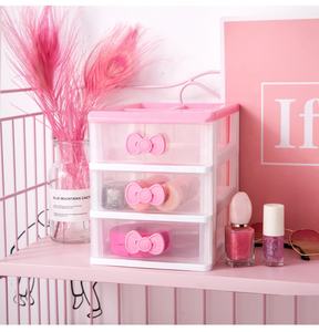 Scatola portaoggetti rosa carina scatola portaoggetti multistrato da tavolo per bambina con maniglia organizer da tavolo cassettiera in plastica - Product Image 3