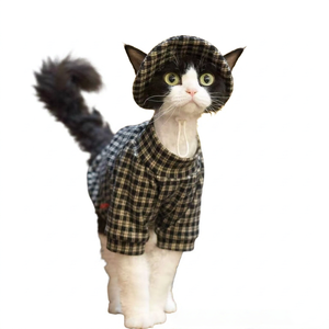 Cappello a secchiello caldo ed elasticizzato per gatti Sphynx dell'Abebasia retrò, set di abbigliamento per animali domestici - Product Image 2