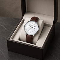 Montre-bracelet pour homme, OEM ODM, bracelet en cuir imperméable, mouvement à quartz japonais, ultra-mince, aiguilles personnalisées, sport, mode