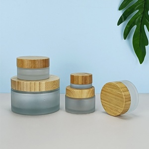 High Quality 100g 50g 30g Skincare <b>Empty</b> Body Cream <b>Jar</b> Cosmetic 3.5oz Glass <b>Jar</b> with Bamboo Lid - Product Image 5