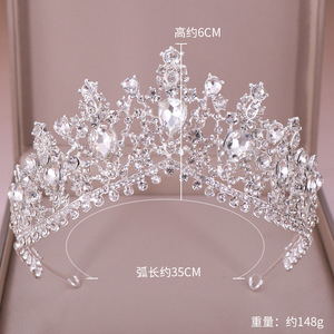 NianCan Corona de cristal para <span class=keywords><strong>mujer</strong></span>, la más vendida, pasador de pelo grande, estilo barroco, para novias, sesión de fotografía - Product Image 3
