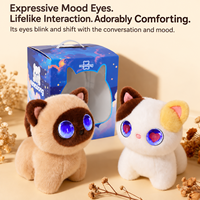 Adorable Compagnon Chat en Peluche IA Guérisseur avec Yeux LED, Chat Vocal, Son Miaulement, Capteur Tactile, Queue qui Frémit – Idéal Anniversaire