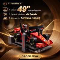 Simulateur de course automobile F1 à écran incurvé de 49 pouces, machine d'arcade avec mouvement dynamique 4+2 axes pour parc d'attractions