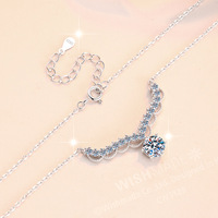 Collier pendentif couronne halo en moissanite ronde brillante 1 carat, plaqué rhodium, argent 925, style royal