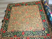 Alas Meja Mahjong Motif Stroberi Lucu 31.5*31.5 Inci Anti-Selip Lipat untuk Ubin Mahjong Permainan Poker