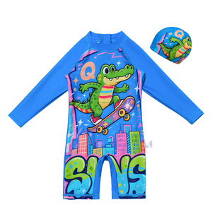 <span class=keywords><strong>Maillot</strong></span> <span class=keywords><strong>de</strong></span> <span class=keywords><strong>bain</strong></span> une pièce à manches longues pour garçons, motif floral, matière Spandex/Nylon, protection solaire, séchage rapide, bébés garçons - Product Image 1