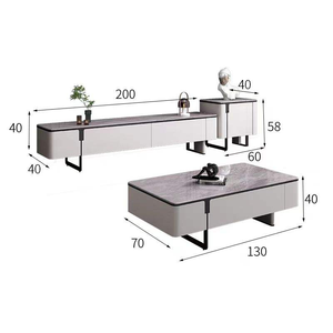 Juego de Mesa de Centro y Mueble para <span class=keywords><strong>TV</strong></span> Minimalista, Moderno, Ecológico y Duradero para Sala de Estar y Uso en Hoteles, Líneas Elegantes con Marcos de Madera - Product Image 4