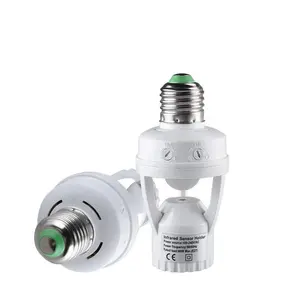 110V-220V Human Induction Socket 360 Degrees PIR Motion Sensor LED E27 Lamp Base Delay Time Adjustable Switch Converter