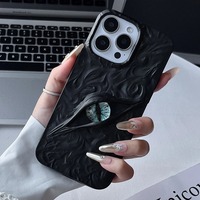 Coque de téléphone 3D Yeux Maléfiques Cool pour iPhone 17 Air 16 15 14 13 12 11 Pro Max, Housse Souple en TPU Givré Antichoc