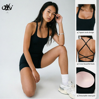 Sexy Mouwloze, Vierkante Hals, Sportjumpsuit Voor Dames, Cross-Back, Uitgeholde Yoga Jumpsuit, Zachte Groothandel In Trainingskleding