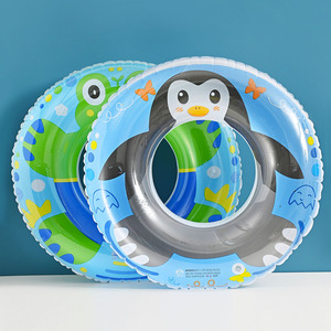 Children's Frog And Penguin Print Swimming <b>Ring</b> Thickened Inflatable Underarm Float For Babies Water Play - Product Image 1