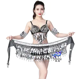 Hot Models Factory Direct Belly Dance Women's Dance Performance Hip Scarf Sequins Tassel Practice Waist Scarf