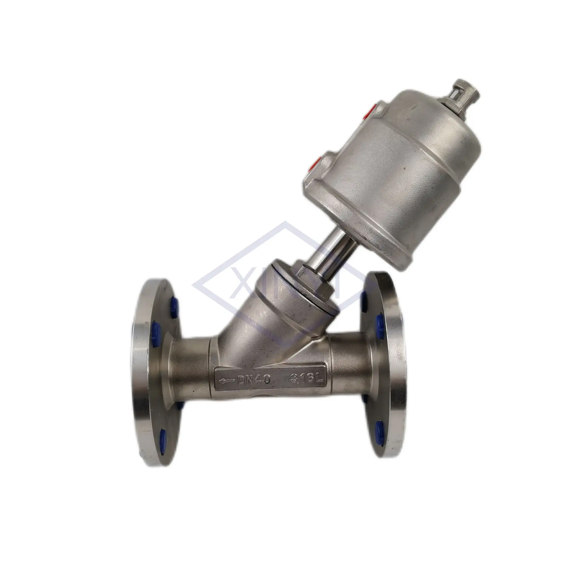 DN40 Pneumatic actuator stainless steel water control stop angle valve for dyeing machine