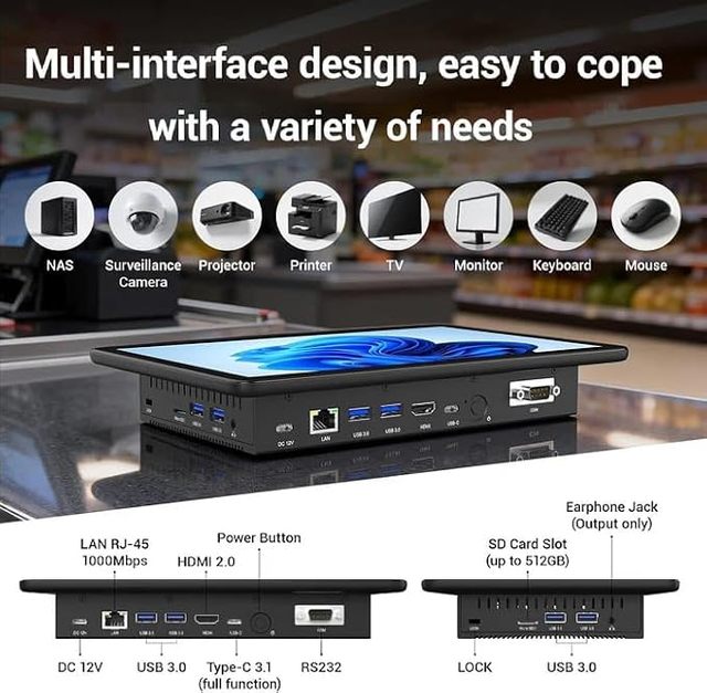 This Industrial Touchscreen Tablet Adopt Embedded Installation, VESA Standard Mounting Holes Reserved on the Back of the Product