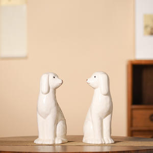Jingdezhen-Ornements de <span class=keywords><strong>chien</strong></span> en céramique blanche éco-responsable Pop Art Sculpture bijoux pour décoration intérieure Art déco design de table durable - Product Image 2